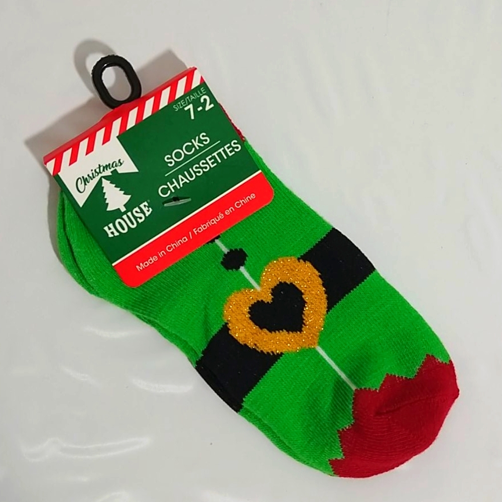 Girls Christmas Theme Holiday Ankle Socks Size 7-2
